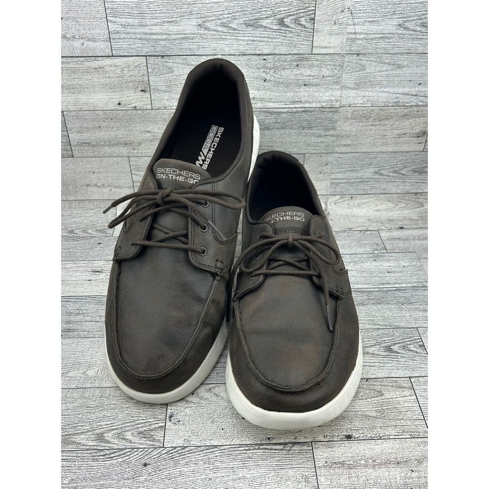 Skechers On-The-Go Men 12 Chocolate Brown Boat Shoes Loafers 53801 Goga Max